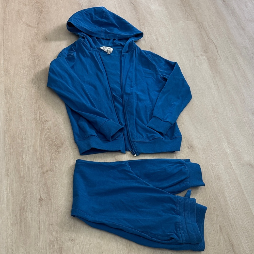H&M Organic 100% Cotton Royal Blue Kids Hoodie & Jogger Set